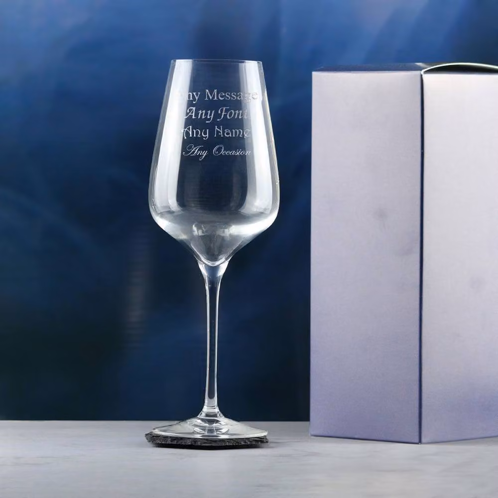 Uniqueful Personalised Large Lead-Free Crystal Wine Glass, 550ml, Clear – 2