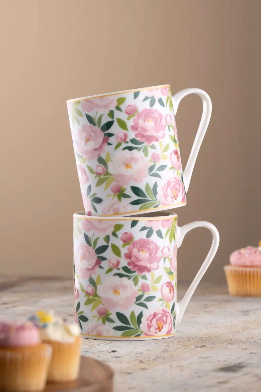 Aynsley China Pink Peony Floral Bone China Mug Pair in Pink and Multicolour – 2