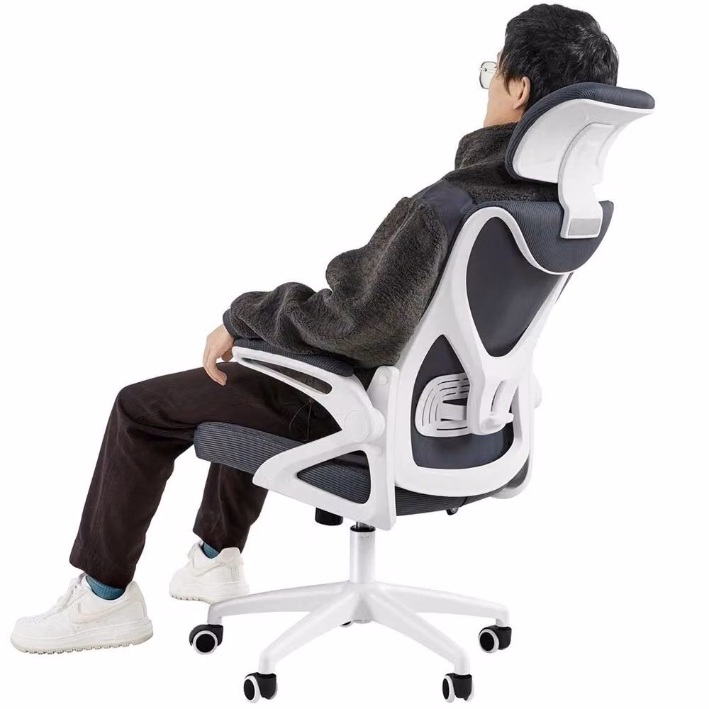 Kelvenix Ergonomic High Back Mesh Office Chair in White and Black with Headrest and Armrests – 5