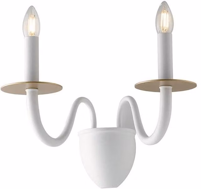 Netlighting ARMSTRONG Twin 2 Light Candle Wall Light in White, W/D/H: 45 x 36 x 26 cm