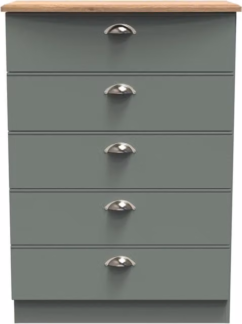 Ready Assembled 2 U Albert 5 Drawer Chest in Pale Green – 1