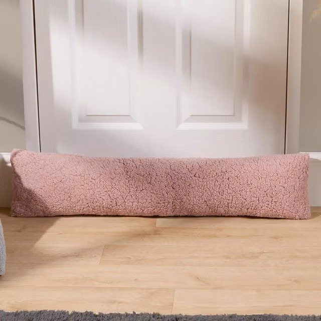 OHS Teddy Fleece Door Draught Excluder in Blush Pink