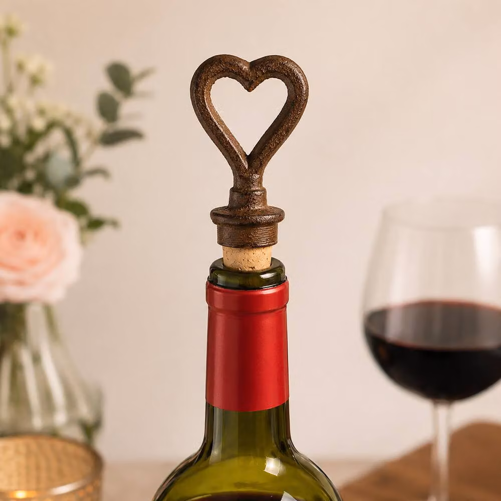 Marco Paul Cast Iron Heart Shaped Wine Bottle Stopper in Black – 4