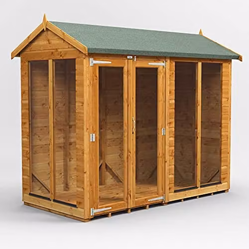 Powersheds Premium Apex Wooden Summer House Shed in Brown with Security Features and PVC Window Sills – 1