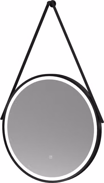 Balterley Round LED Bathroom Mirror with Demister and Hanging Strap, Black, W/D/H: 60 x 60 x 1 cm – 1