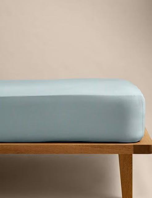 M&S Stay Cool Lyocell Rich Deep Fitted Sheet, Seafoam Green, W: 140 cm, L: 200 cm