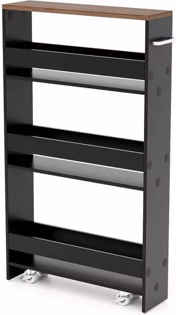 VOGREX Black 4-Tier Wheeled Metal Utility Storage Cart with Adjustable Shelves – 1