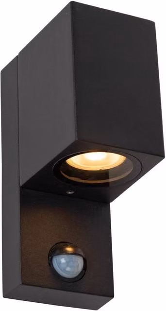 Lucide ZARO IR Black Outdoor Wall Spotlight with Motion Sensor, GU10, IP65 – 1