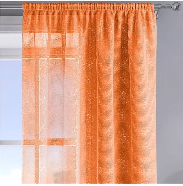 Velosso Alessandria Sheer Voile Fabric Panel with Rod Pocket in Orange, Width: 137 cm, Drop: 229 cm