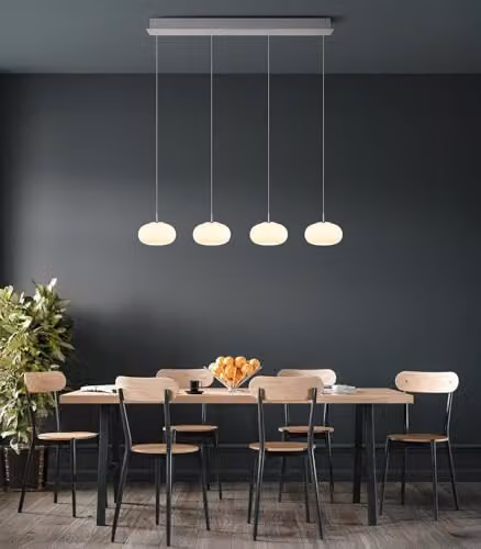 Globo Lighting LED Pendant Light in Silver and White with Glass Domes, Height Adjustable, W/D/H: 110 x 110 x 150 cm – 2