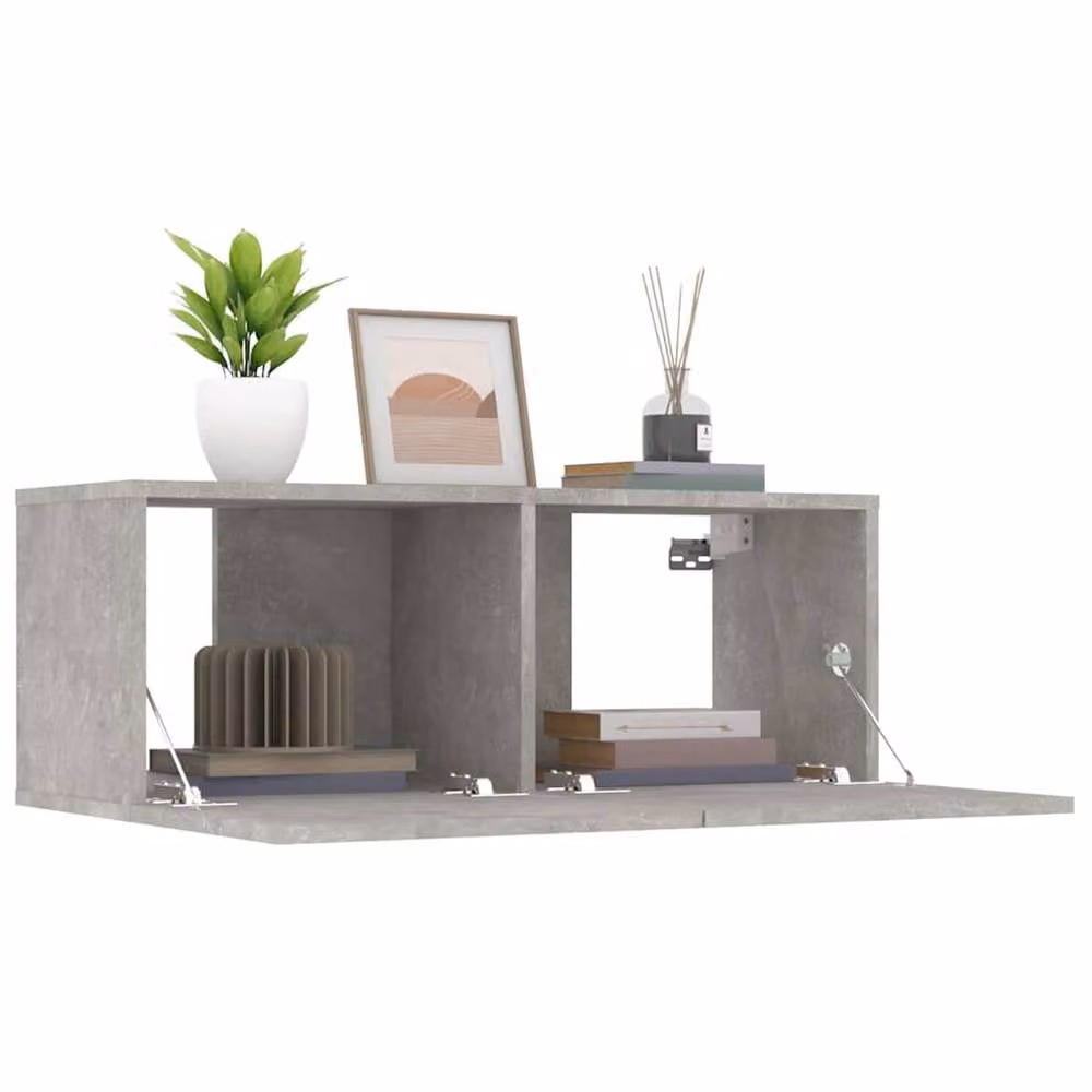 Berkfield Home Set of 2 Modern TV Cabinets in Concrete Grey, Engineered Wood, W/D/H: 80 x 30 x 30 cm – 2
