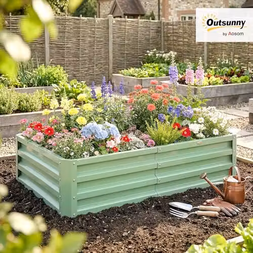 Outsunny 216L Raised Garden Bed in Green, W/D/H: 120 x 60 x 30.5 cm – 2