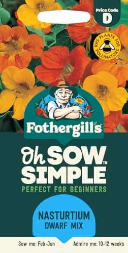 Mr Fothergill's Oh Sow Simple Dwarf Nasturtium Flower Seeds, Red, Orange and Yellow