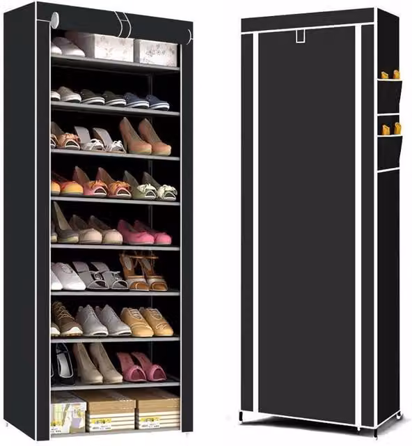 Hinsinc 9 Tier Dustproof Shoe Rack Storage Organiser, Black – 1