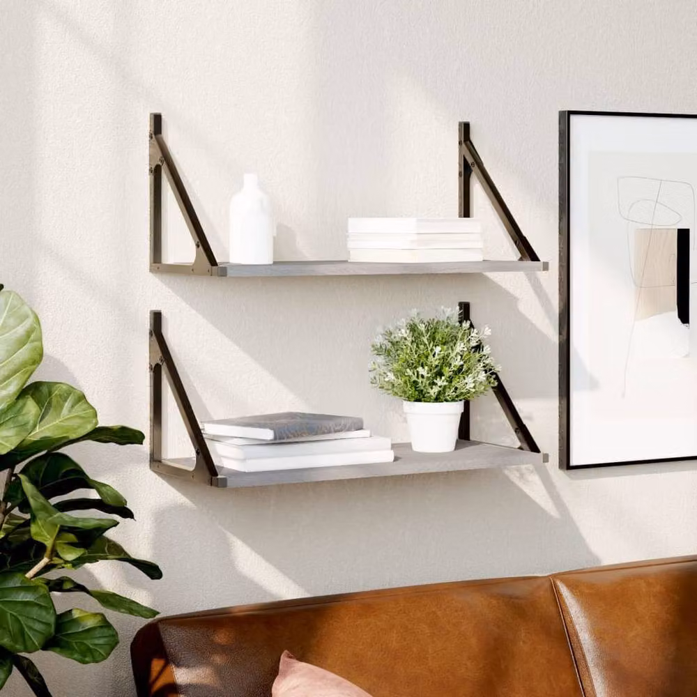 Berkfield Home Wall Shelves, 2 Pack, Grey Sonoma, W/D/H: 60 x 25 x 25.5 cm – 2