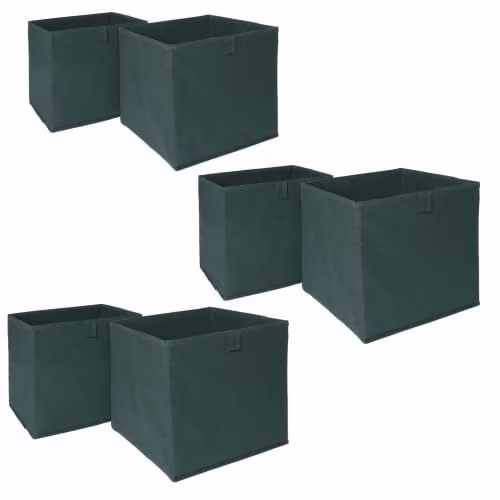 OHS Set of 6 Fabric Collapsible Storage Boxes in Green, W/D/H: 27 x 27 x 27 cm – 1