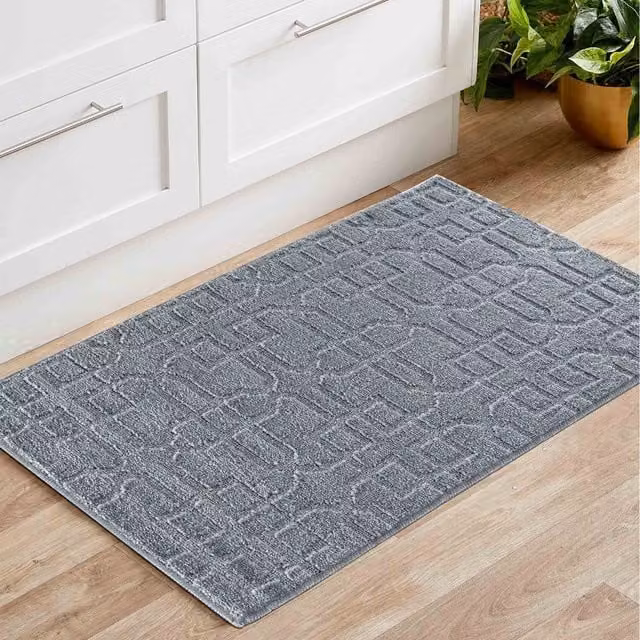 RugsbyDesire Ivy Cubed Trellis Design Anti Slip Washable Doormat, Grey, W: 60 cm, D: 40 cm