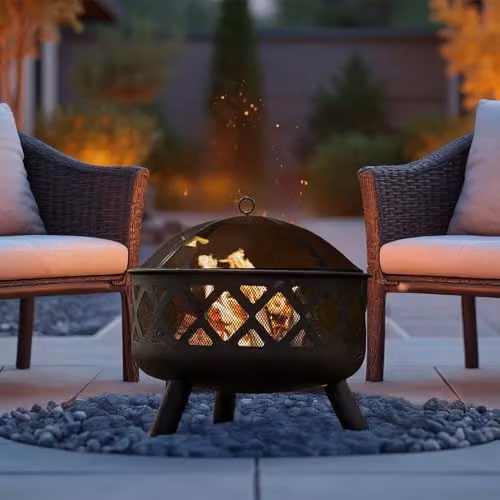 Neo Large Black Outdoor Fire Pit Bowl for Charcoal and Wood Burning – 2