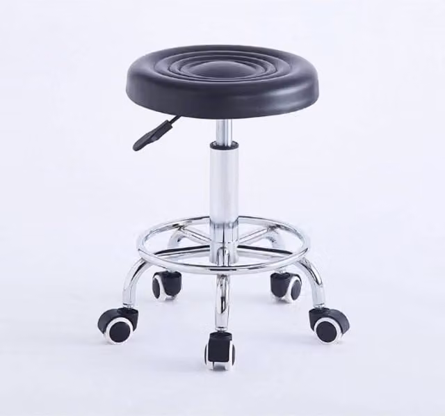 FORGEVIO Black Adjustable Height Swivel Gas Lift Stools with Synthetic Leather and Metal Frame – 1