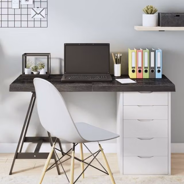 Berkfield Home Dark Grey Treated Solid Wood Oak Table Top W/D/H: 120 x 60 x 2-6 cm – 1