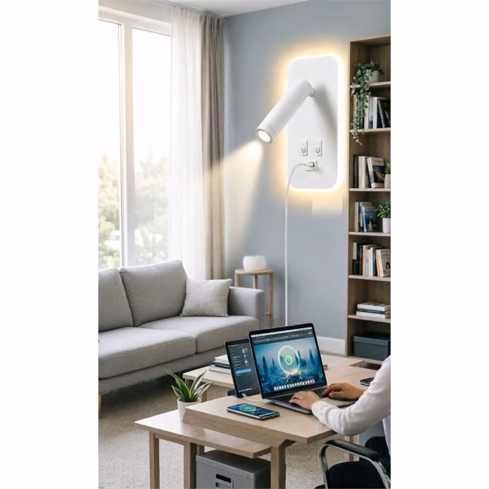 VOGREX White LED Wall Light for Bedroom Reading with Switch – 3