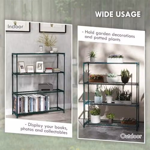 Outsunny Modern 4-Tier Metal Plant Stand, Green, W/D/H: 40 x 28 x 107 cm – 3
