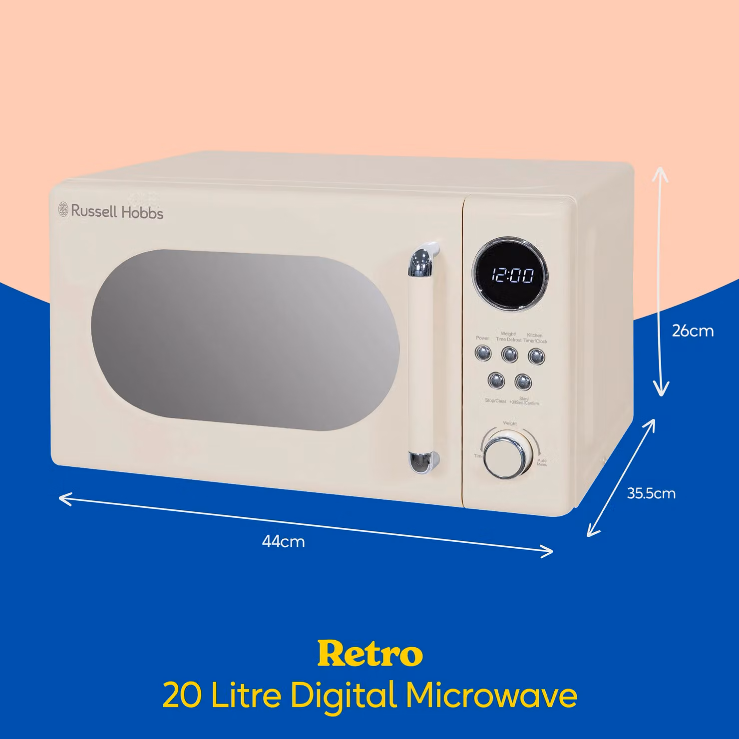 Russell Hobbs Retro Digital Solo Microwave 20L 800W in Beige – 2