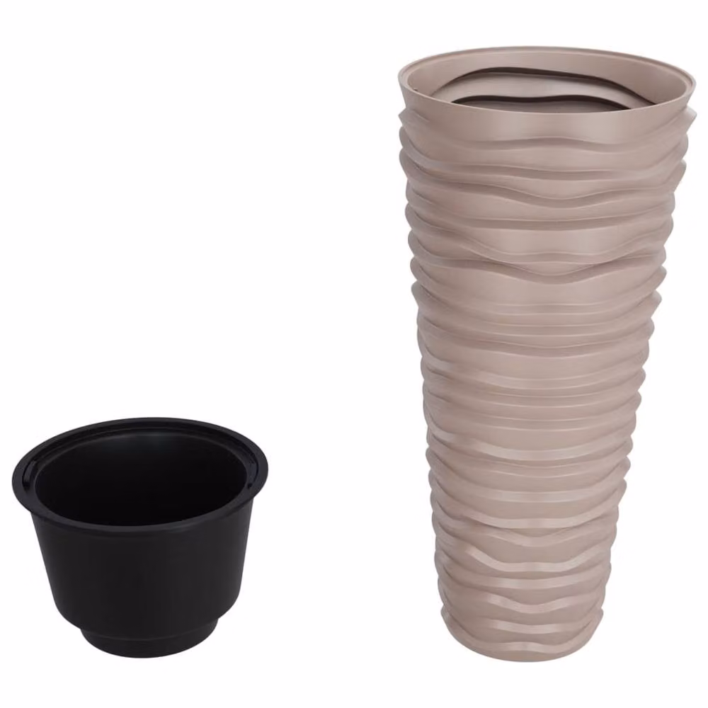 Berkfield Home Planter with Removable Inner Tub, Brown, Grooved Look, 18/45 L – 3