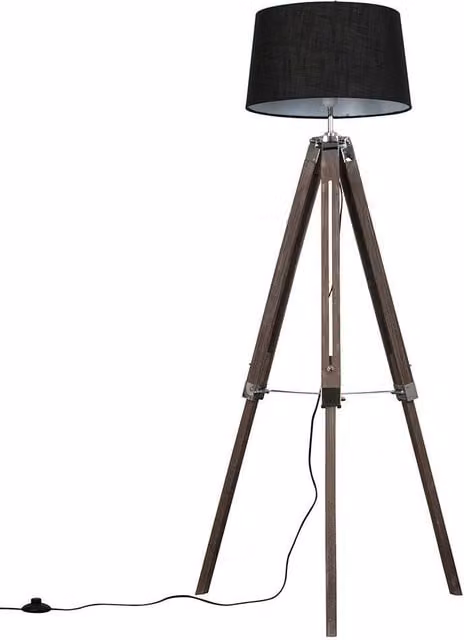ValueLights Clipper Modern Black Floor Lamp with Chrome and Wood Details
