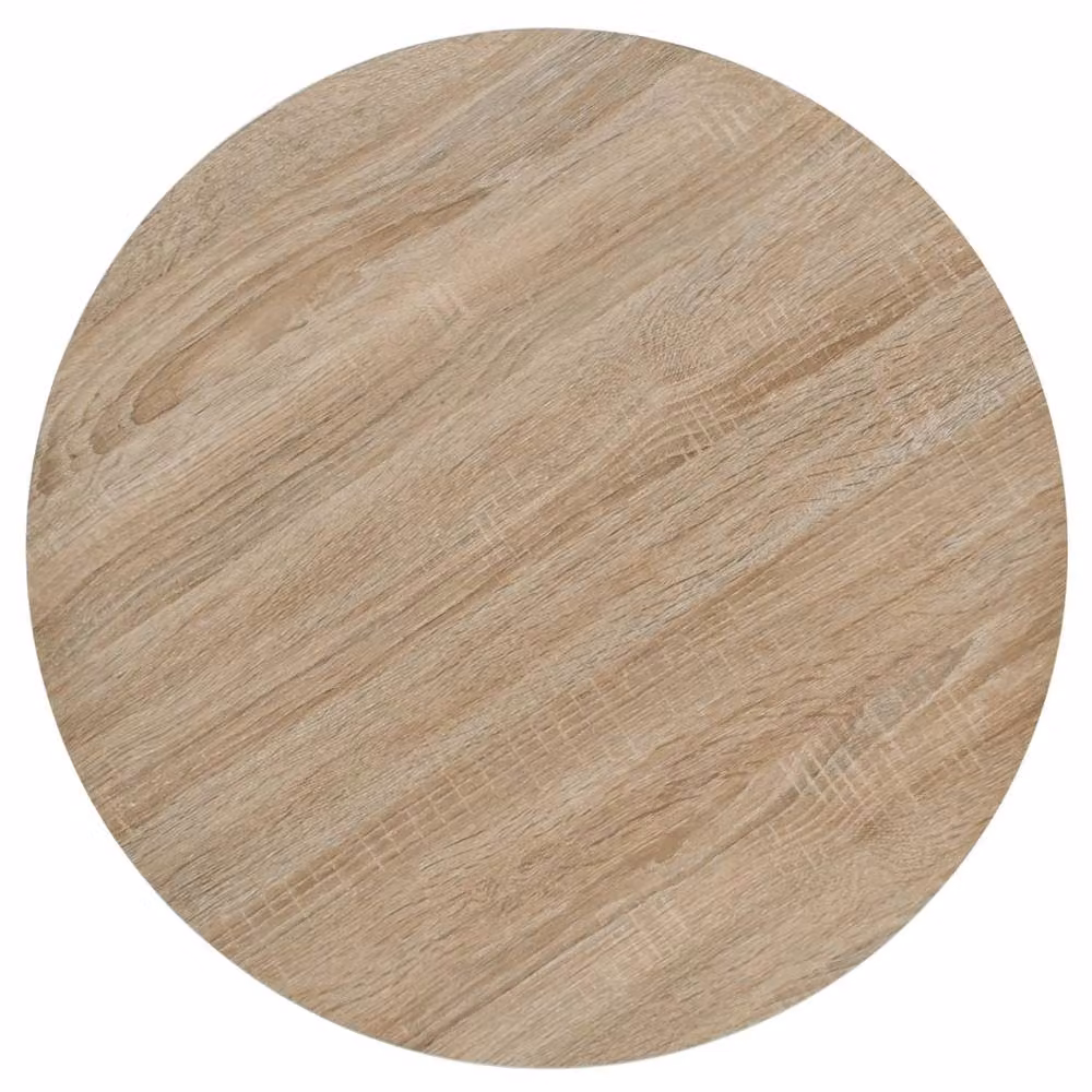 Berkfield Home Bistro Table in Oak Colour and Beige, Round MDF and Metal, W/D/H: 60 x 60 x 75 cm – 3