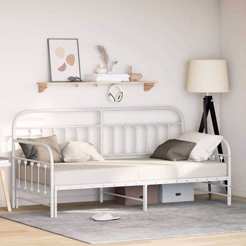 Berkfield Home White Metal Daybed Frame with Trundle, W: 90 cm, L: 200 cm – 2