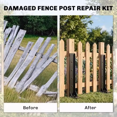 Outsunny 2 Pack Black Metal Fence Post Repair Kit, Height: 81 cm – 3