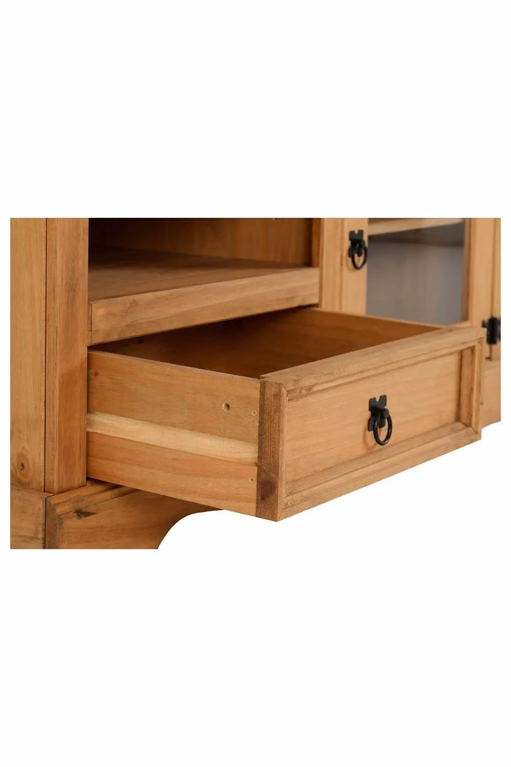 Seconique Corona Pine and Glass TV Cabinet in Brown, W/D/H: 105.5 x 45.5 x 58.0 cm – 9