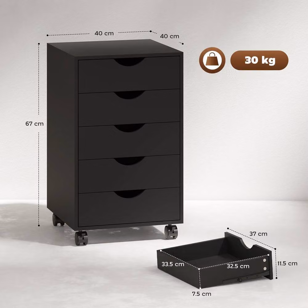 KORVIXA Black Vertical Rolling Under Desk Drawer with Castors – 2