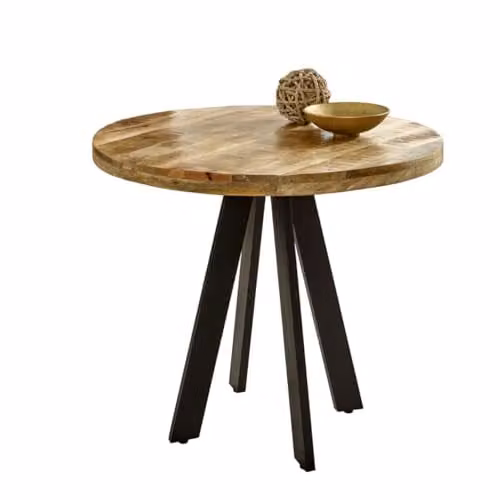 Indian Hub Surrey Round 4 Seater Dining Table in Brown Solid Mango Wood W: 90 cm, D: 90 cm, H: 78 cm