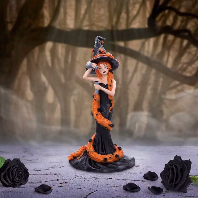 Nemesis Now Cinnamon Sugar and Spice Witch Figurine in Black and Orange, Height: 23.5 cm