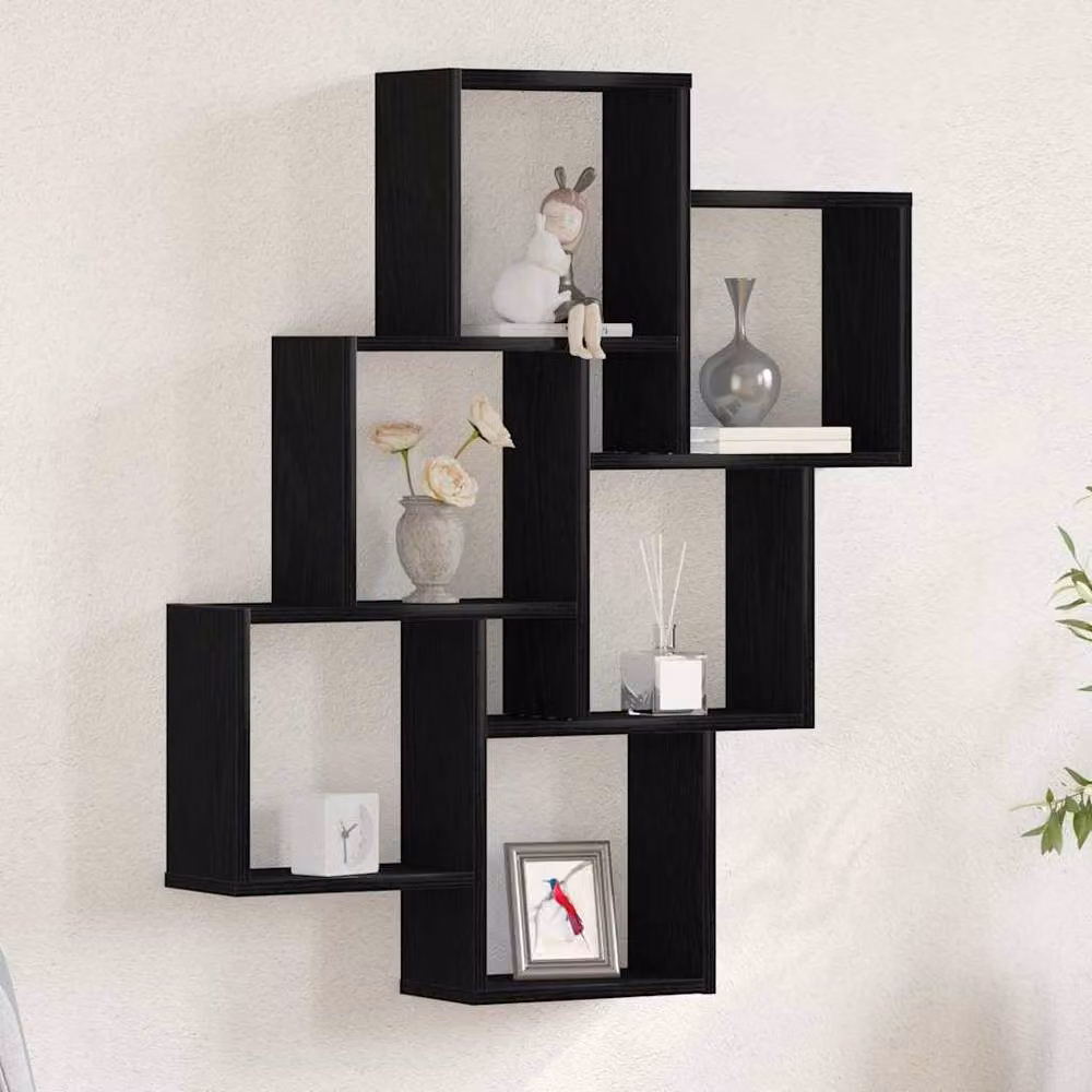 Berkfield Home Modern Black Oak Wall Cabinet, W: 78 cm, D: 15 cm, H: 92 cm – 2