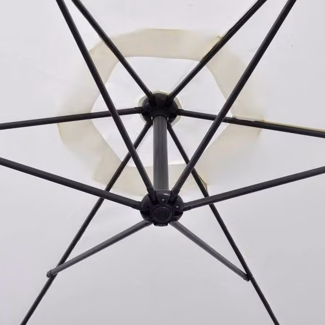 Berkfield Home Cantilever Garden Umbrella in Sand White with Polyester Canopy and Steel Frame, 3 m