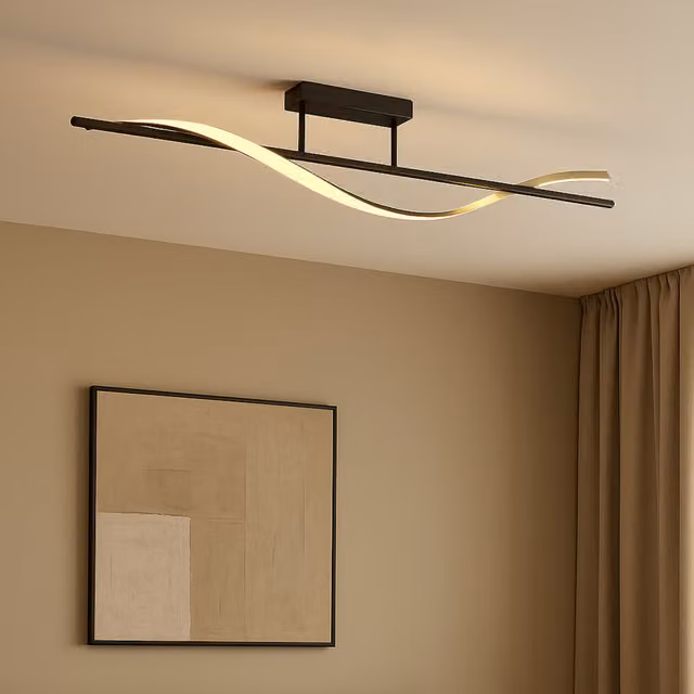 Eglo Conaprato Modern LED Ceiling Light in Black and Gold/Brass