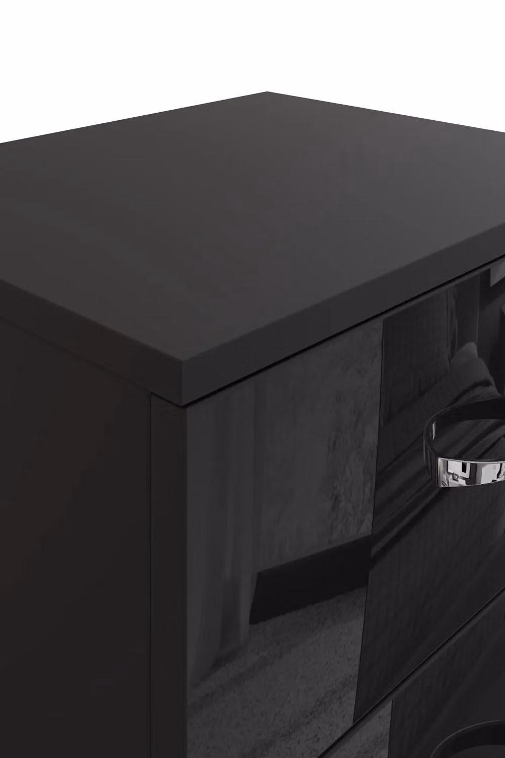 FWStyle Chilton 2 Drawer Bedside Table in Black Gloss, H 46 x W 45 x D 40 cm – 4