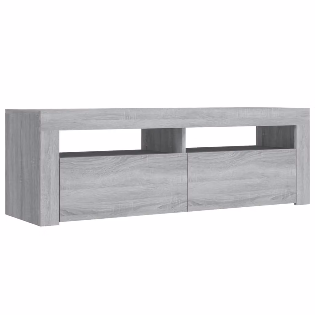 Berkfield Home TV Cabinet with LED Lights in Grey Sonoma, W/D/H: 120 x 35 x 40 cm