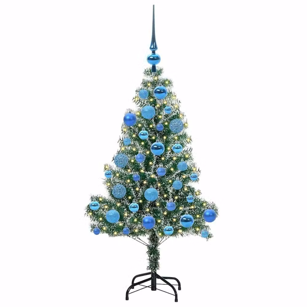 Berkfield Home Snow Flocked Artificial Christmas Tree with LED Lights, Green, Height: 120 cm – 3