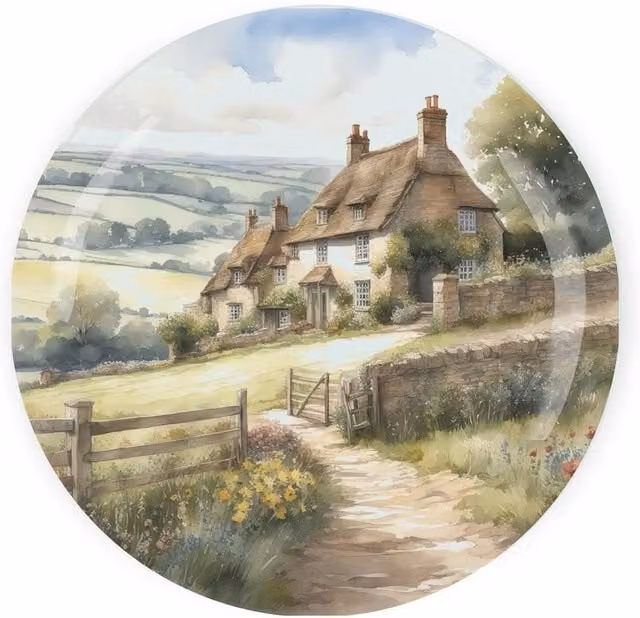Purely Home Round Textured Glass Farmhouse Trivet in Multicolour