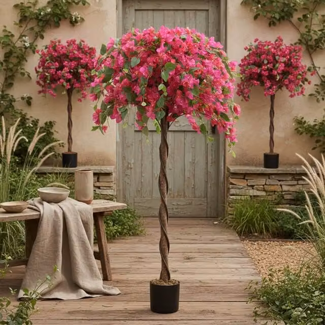 Wyld Haus Lecole Pair of Artificial Murraya Blossom Trees in Pots, Multicolour, Height: 120 cm