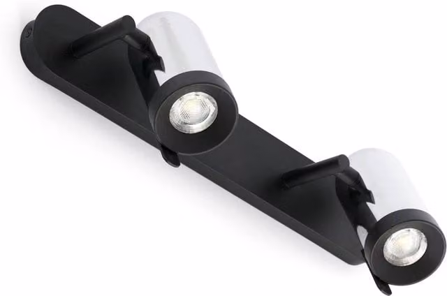Faro Orleans 2 Light Adjustable Indoor Wall Spotlight in Chrome and Black with GU10 Base