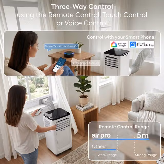 Air Pro White Monobloc Portable Air Conditioner with Remote and App Control, Height: 71.0 cm
