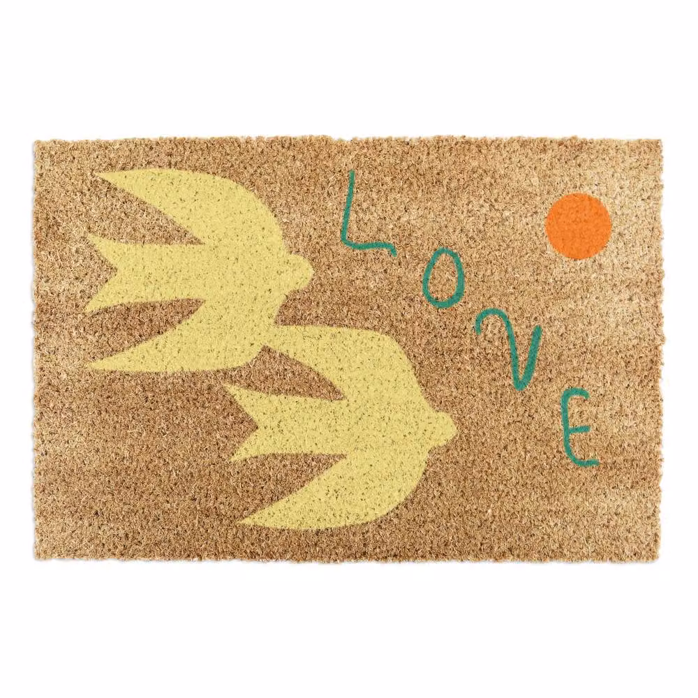 Artsy Mats Elizabeth Olwen Swan Love Coir Doormat, Brown, W: 90 cm, D: 60 cm – 3