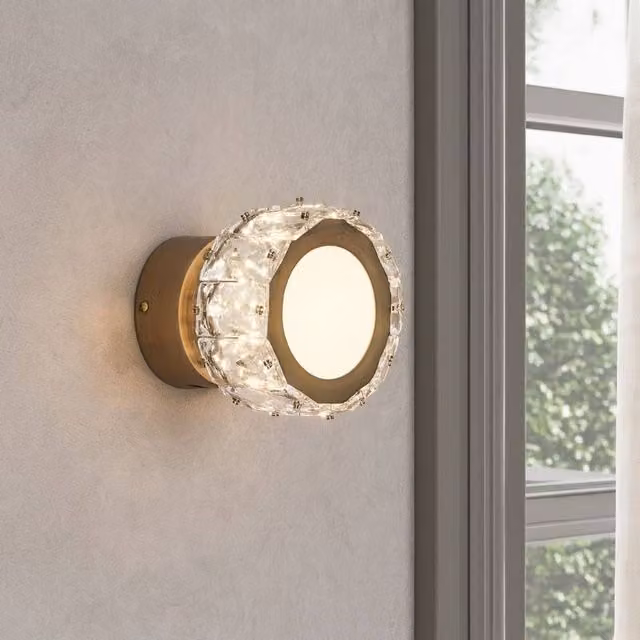 Pagazzi Dilan LED Wall Light in Gold and Antique Brass with Crystal – 1