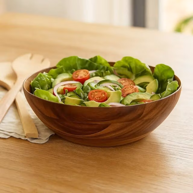 Orsina Rosi Small Round Sheesham Wood Salad Bowl in Brown – 1