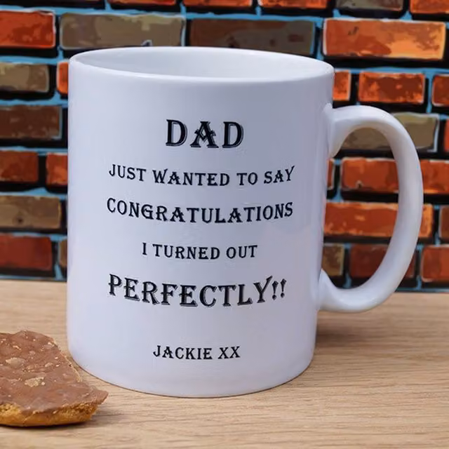 Uniqueful Personalised Thank You Dad Ceramic Mug in White